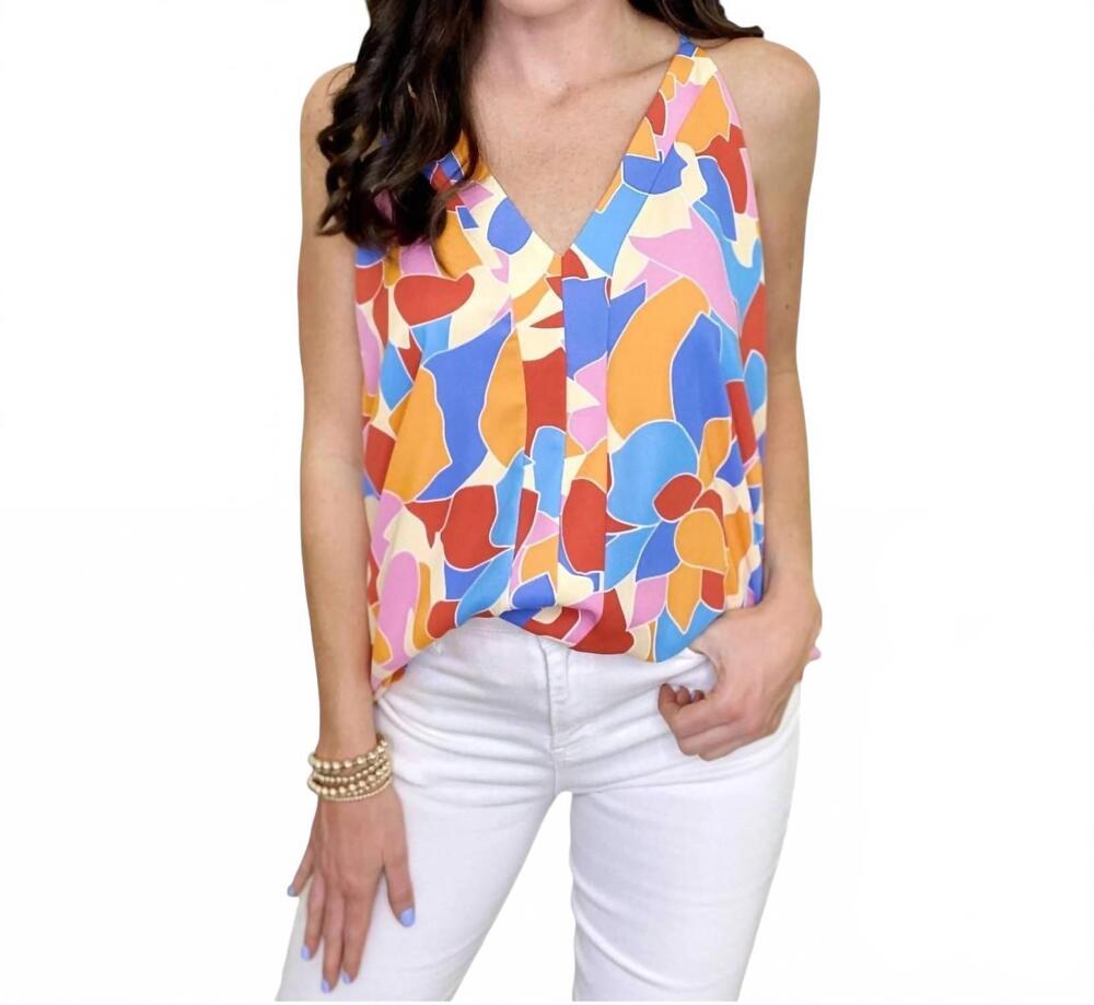 NEW ADRIENNE roxy panel front tank top in primary